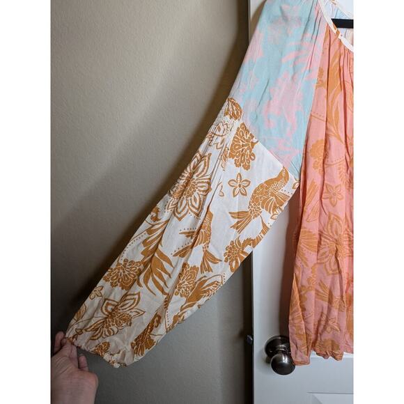 Johnny Was  Waimea Mixed Peasant Top  Size L Boho Long Sleeve - Picture 4 of 9